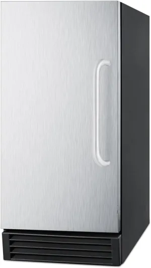 Summit Appliance BIM44GADA ADA Compliant NSF-listed Auto Defrost 50 lbs Clear Icemaker with Internal Pump for Built-in or Freestanding Use Undercounters, Stainless Steel Door, Black Cabinet