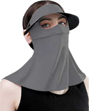 Sun Protection Face Mask, Ice Silk Full Face Cover, Cooling Neck Gaiter, Sun Protection Cap with Earloop for Summer