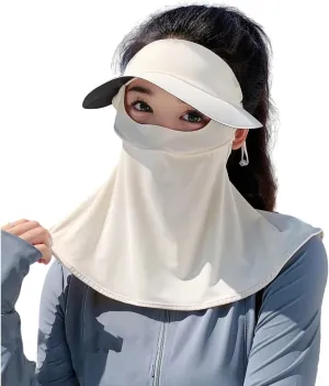 Sun Protection Integrated Face Mask Sun Hat with Extended Neck Protection Summer UV Protective Cycling Outdoor Wear for Women