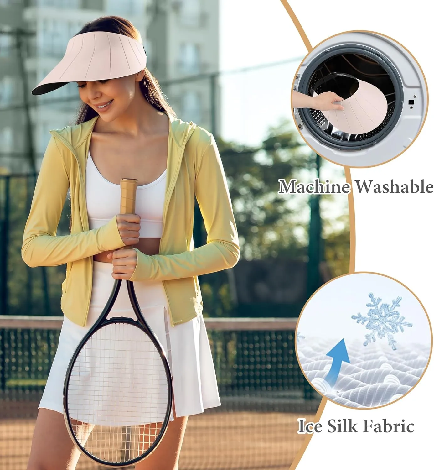 Sun Visor Hat for Women Men Wide Brim UPF50  Packable Seamless Beach Hats Adjustable Ponytail Sun Hats for Outdoor