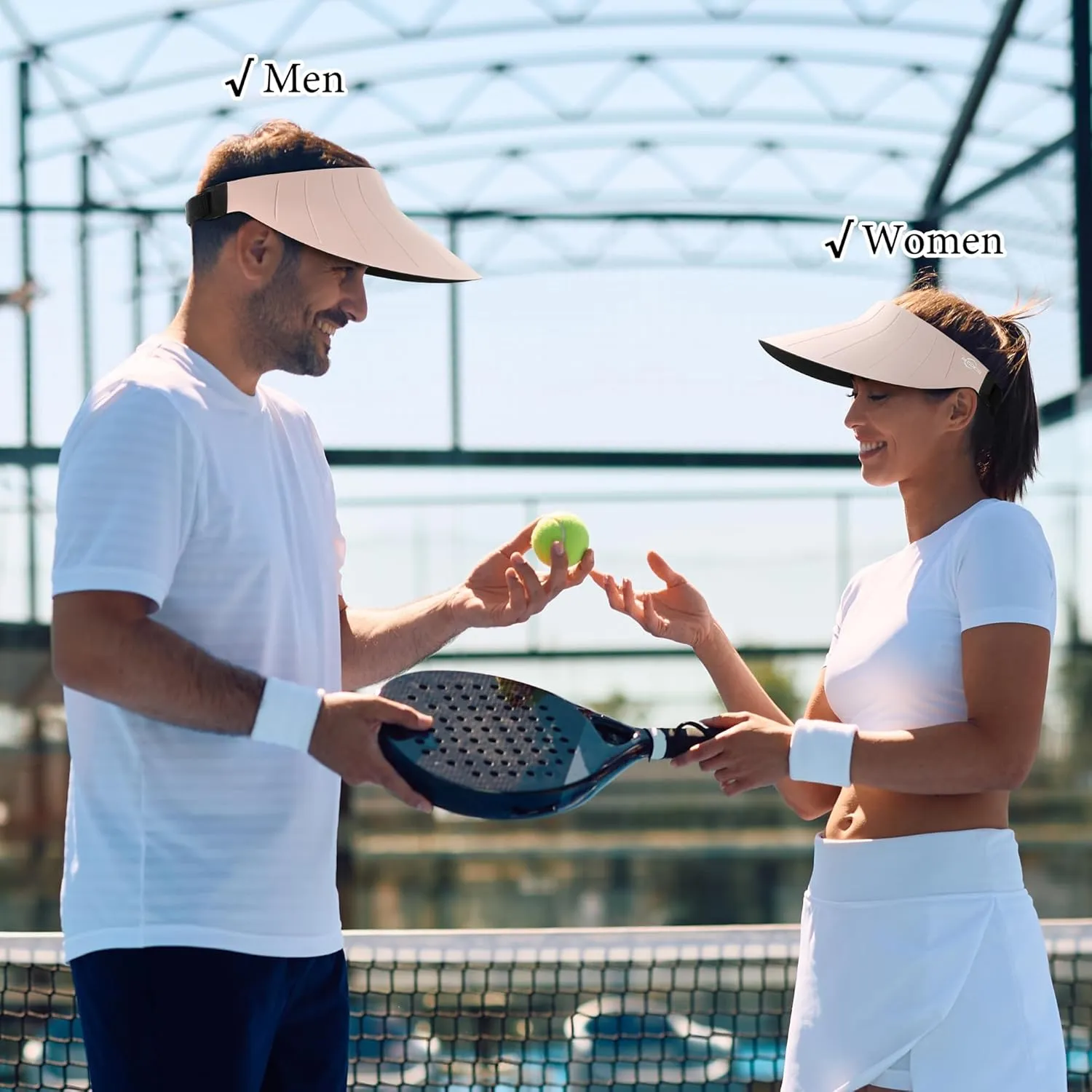 Sun Visor Hat for Women Men Wide Brim UPF50  Packable Seamless Beach Hats Adjustable Ponytail Sun Hats for Outdoor
