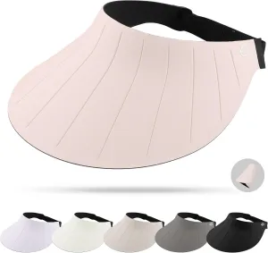 Sun Visor Hat for Women Men Wide Brim UPF50  Packable Seamless Beach Hats Adjustable Ponytail Sun Hats for Outdoor