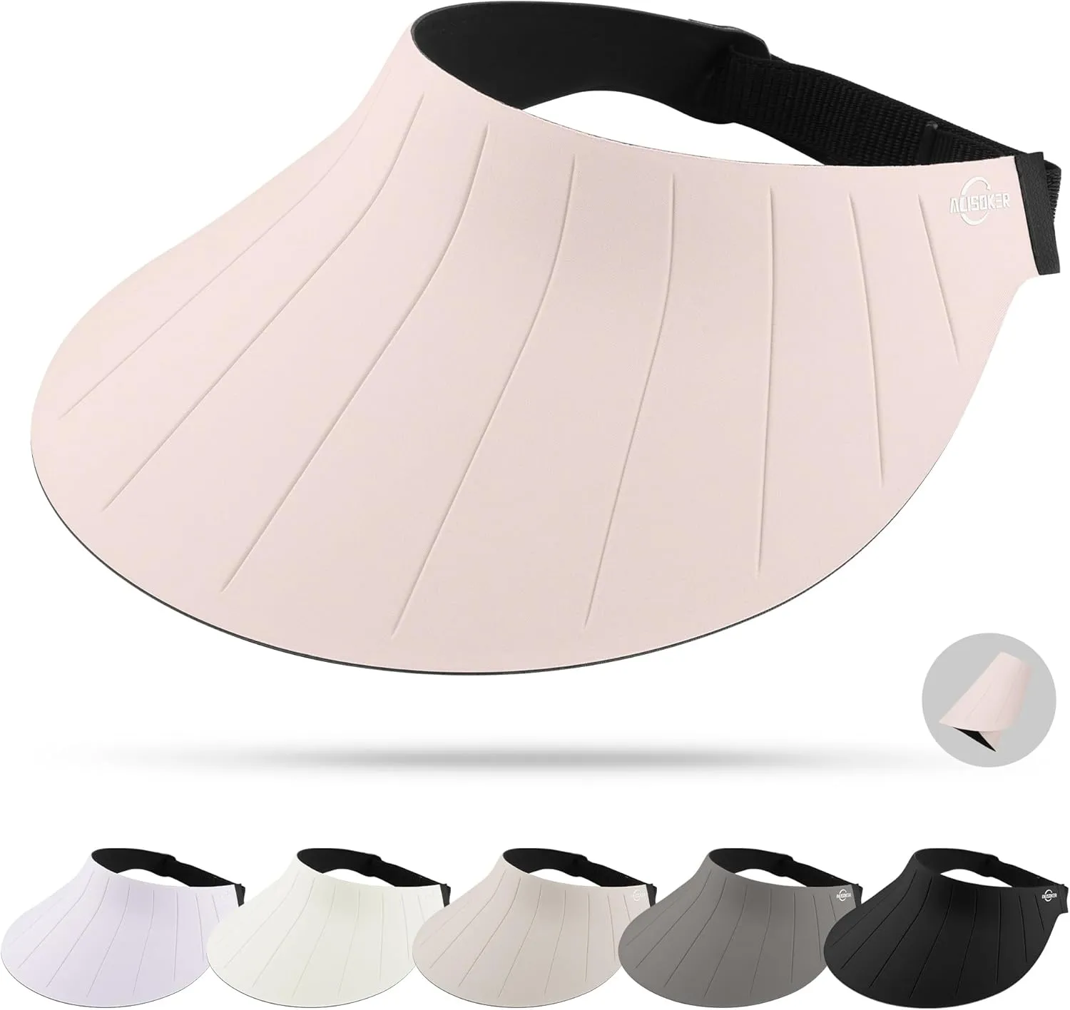 Sun Visor Hat for Women Men Wide Brim UPF50  Packable Seamless Beach Hats Adjustable Ponytail Sun Hats for Outdoor