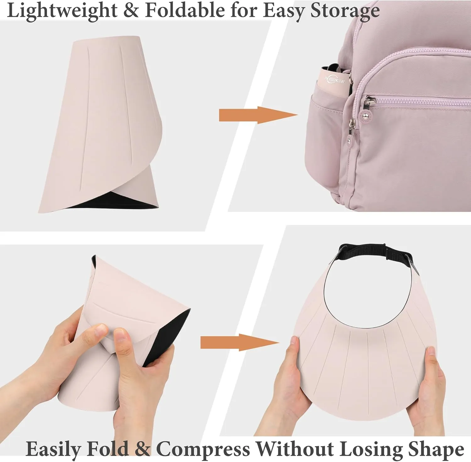 Sun Visor Hat for Women Men Wide Brim UPF50  Packable Seamless Beach Hats Adjustable Ponytail Sun Hats for Outdoor