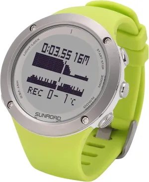 SUNROAD Scuba Diving Computer Digital Sports Watch Safety Stay time Depth 100M Waterproof Military Compass Altitude Pedometer Men Women (Green)