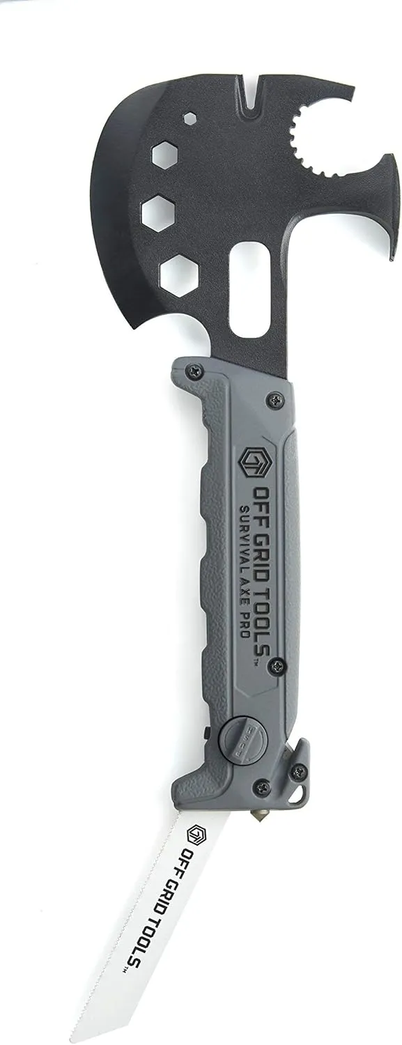 Survival Axe – Aluminum Handle, Steel Head, Ultimate Outdoor Multipurpose Tool, Hatchet Blade, Hammer Head & Claw, Changeable Saw, Steel Glass Breaker, Seat Belt Cutter