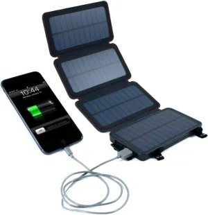 Survival Frog QuadraPro Solar Charger Power Bank - 5.5W 4-Panel Portable Wireless Phone Charger - Compatible with iPhone, Android, 2 USB Port, Flashlight, Magnetic Case, Hanging Loops - Battery Backup