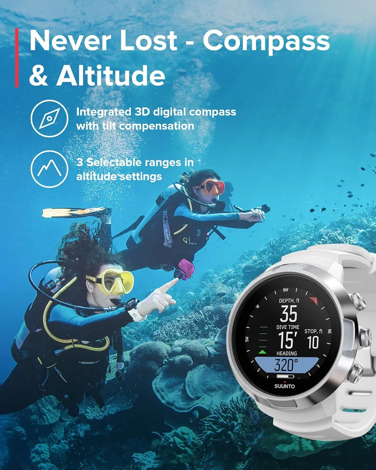SUUNTO D5 Wrist Dive Computer W/USB Cable White