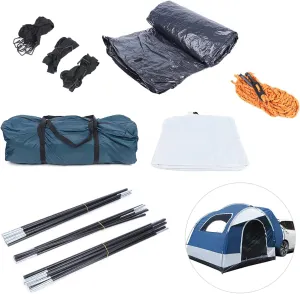 SUV Camping Tent,Waterproof Outdoor Shelter with Fiberglass Poles, 3000mm Rainproof and Wind Resistant,Suitable for Truck,Mountaineering,Wild Survival,Etc.(White/Green)