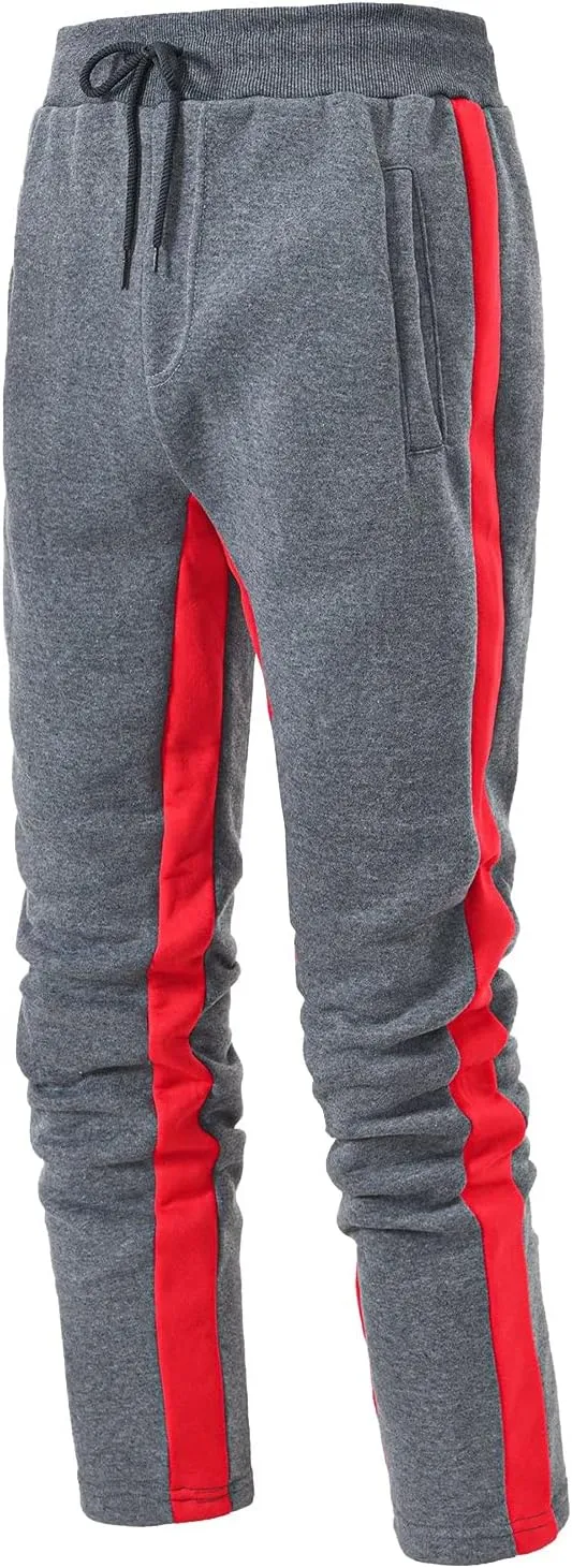 Sweatpants for Men Contrasting Color Straight Leg Lace Up Track Pants Loose Fit Casual Sport Fitness Trousers