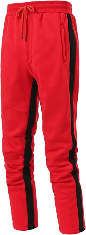 Sweatpants for Men Contrasting Color Straight Leg Lace Up Track Pants Loose Fit Casual Sport Fitness Trousers