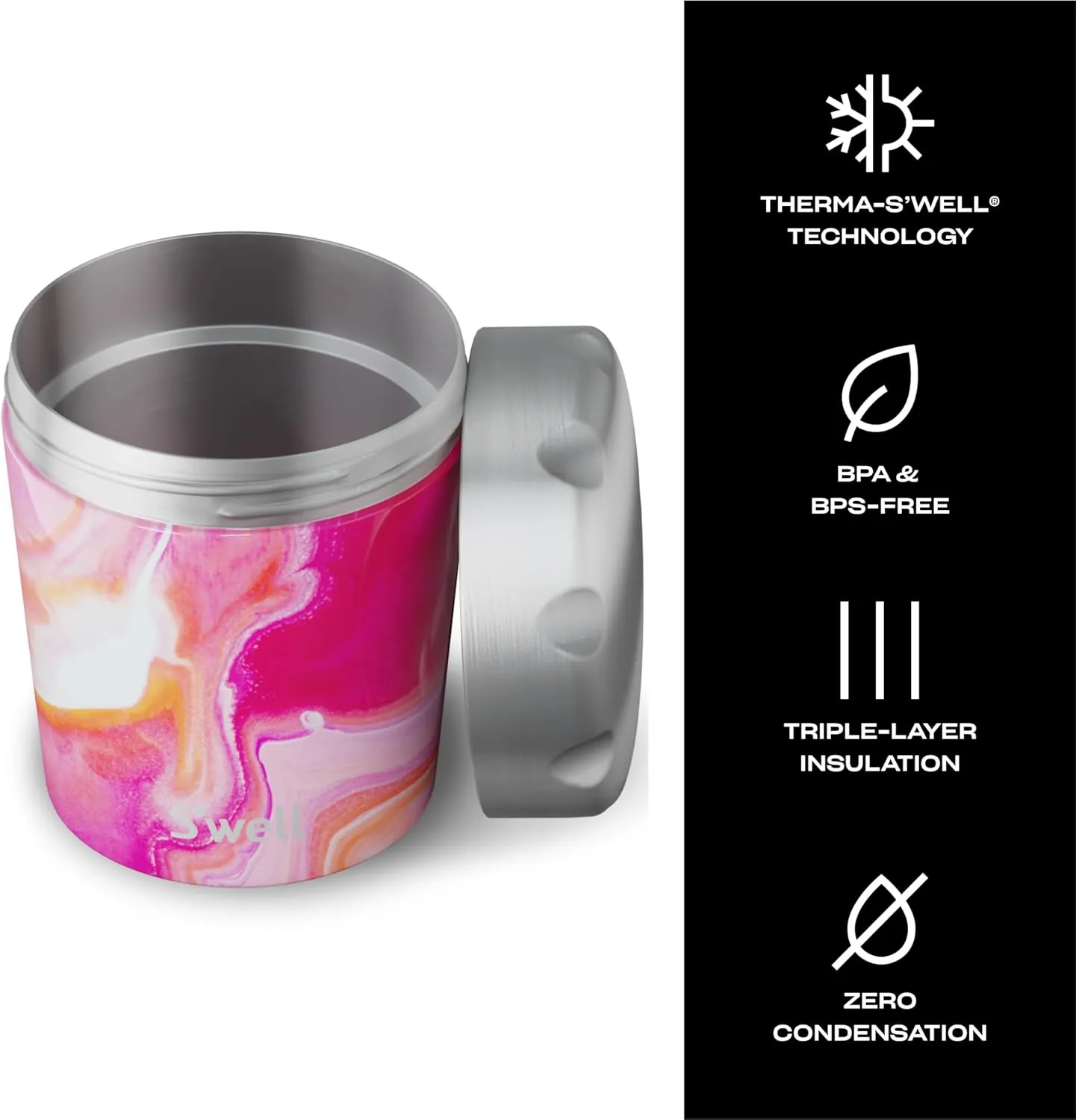 S'well Stainless Steel Ice Cream Chiller, 16oz, Rose Agate, Triple Layered Vacuum Insulated Container Keeps Ice Cream Frozen For Up To Four Hours, BPA Free