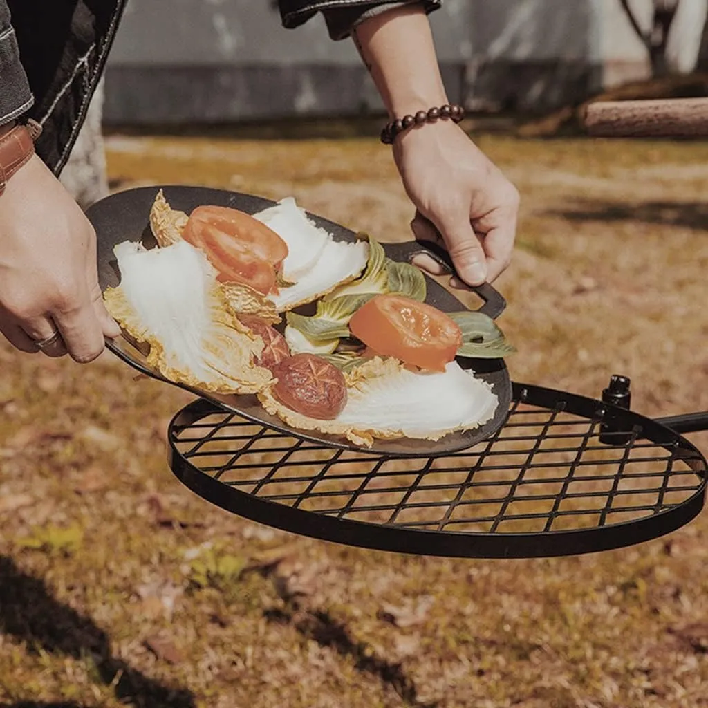 Swivel Camping Grill Grate Set｜Portable Campfire Cooking Grill for Campfire Grill Grate Over Outdoor Fire Pits (Black 122 * 64cm)