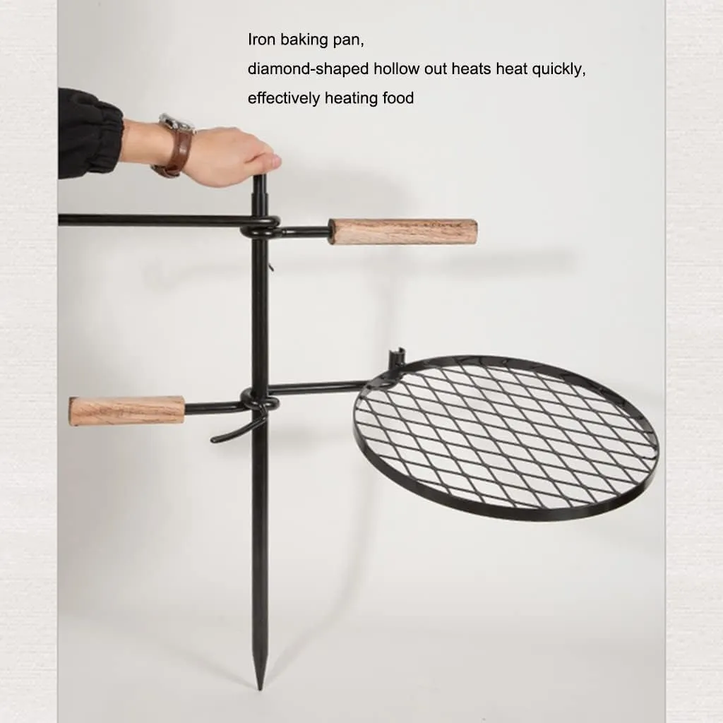 Swivel Camping Grill Grate Set｜Portable Campfire Cooking Grill for Campfire Grill Grate Over Outdoor Fire Pits (Black 122 * 64cm)