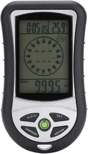 SYH&AQYE Digital Altimeter Barometer, Durable Altimeter Compass with a Rope, Black Handheld Multi Function Barometer for Outdoor Sports Enthusiasts