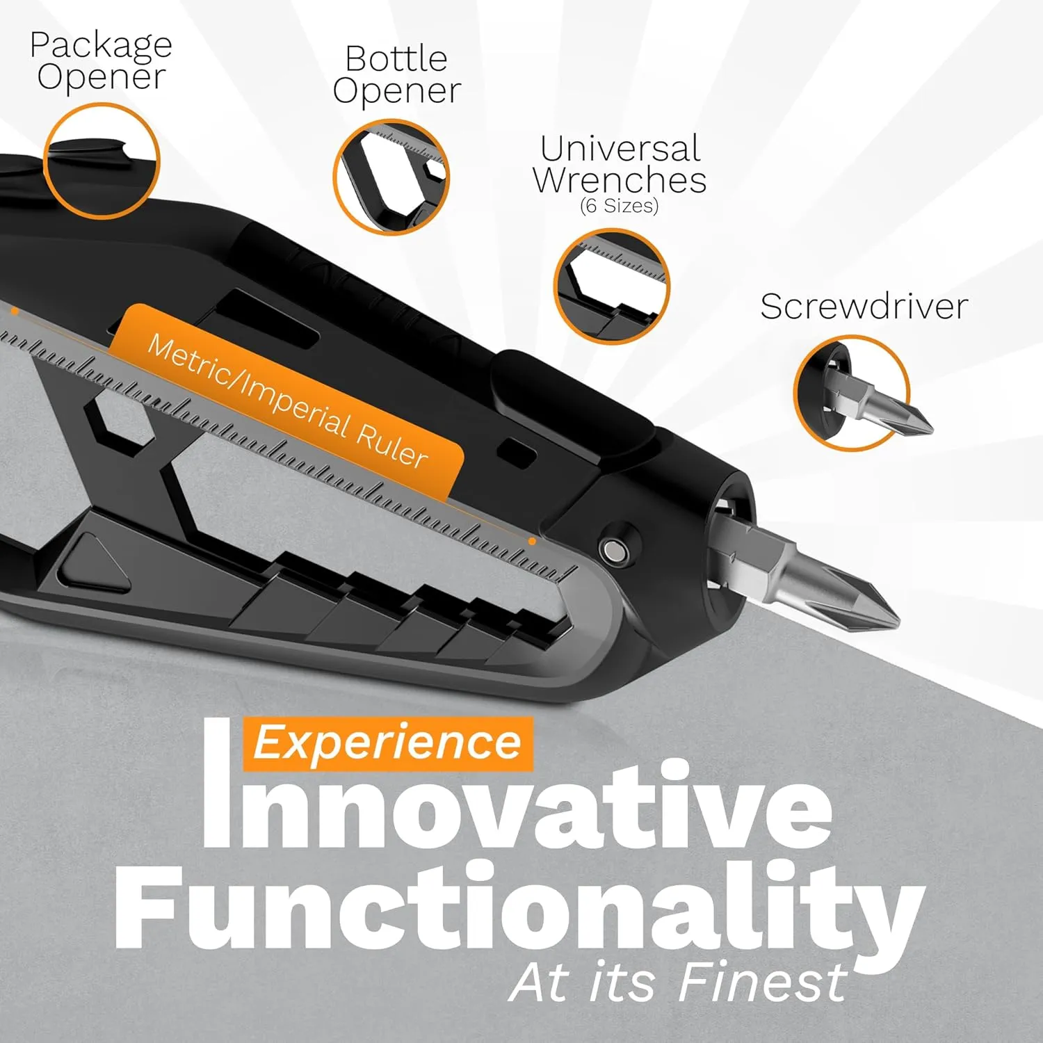 Tactica 17-in-1 Lightweight Composite Multi-Tool with 420C Stainless Core | Magnetic Screwdriver, Universal Wrenches, Bottle Opener, Box Cutter, and More | 40% Lighter Than Titanium Multitool