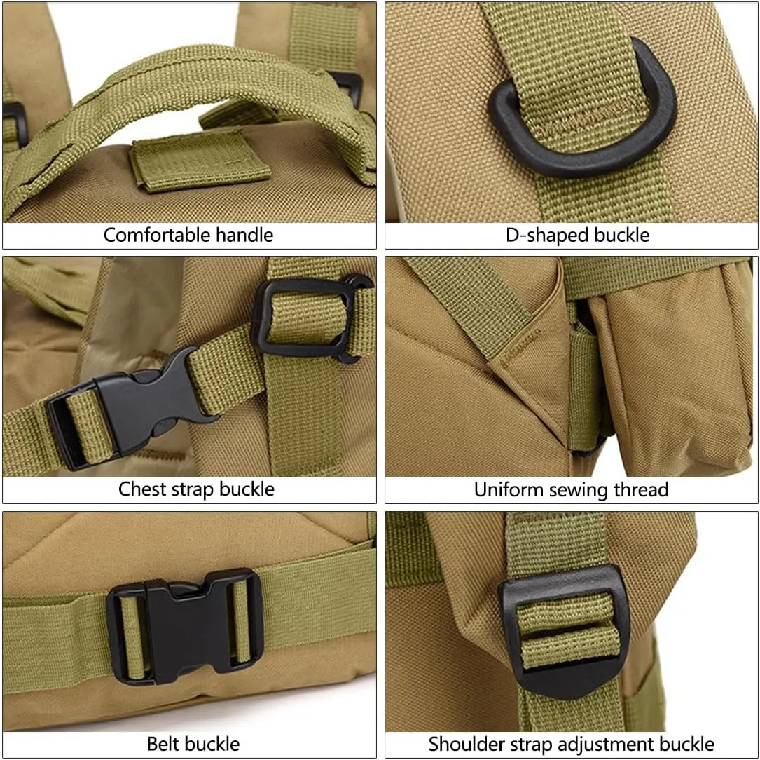 Tactical Backpack Military Army Rucksack 60L Large Assault Pack Camping Detachable Molle Bag (Desert Digital)