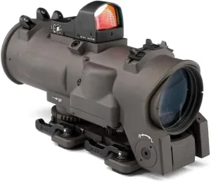 Tactical Gen3 RifleScope 1-4x Fixed Dual Field of View Red Illumination Scope Sight with Doc Mini Compact Red Dot Optics Reflex Sight for Hunting, Brown