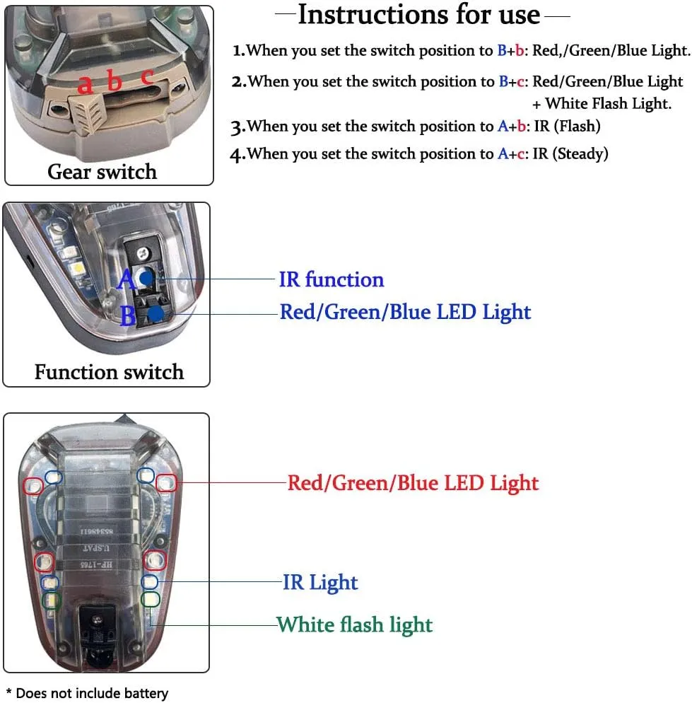 Tactical Helmet Light Signal Light with LED   IR/Strobe Military IFF Helmet Light Flashlight Survival Signal Light for Outdoor Sports
