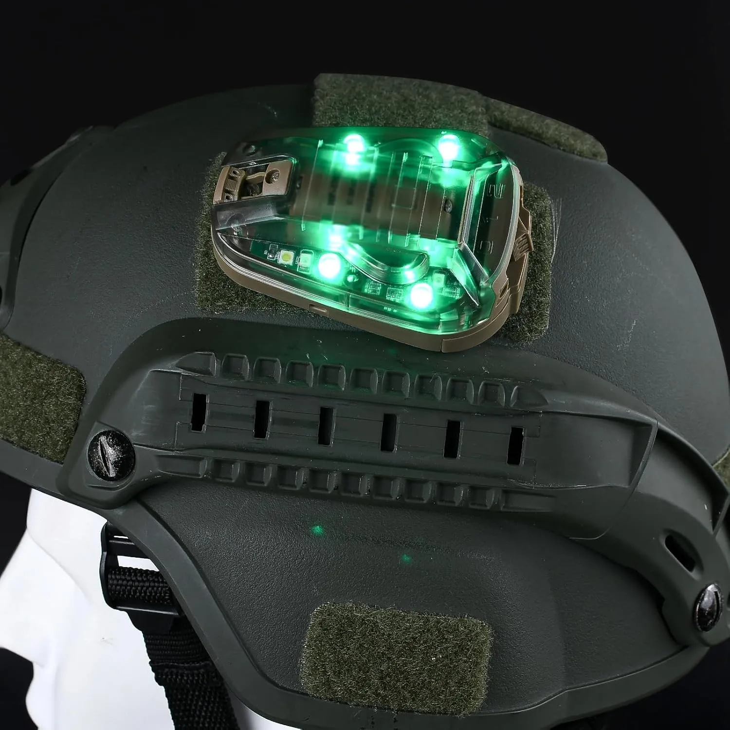 Tactical IR Helmet Light Military 4 Modes with Green Light   White LED Lamp   IR Strobe/Constant Light, Airsoft Survival Signal Identification Light for Fast Wendy and More Helmet