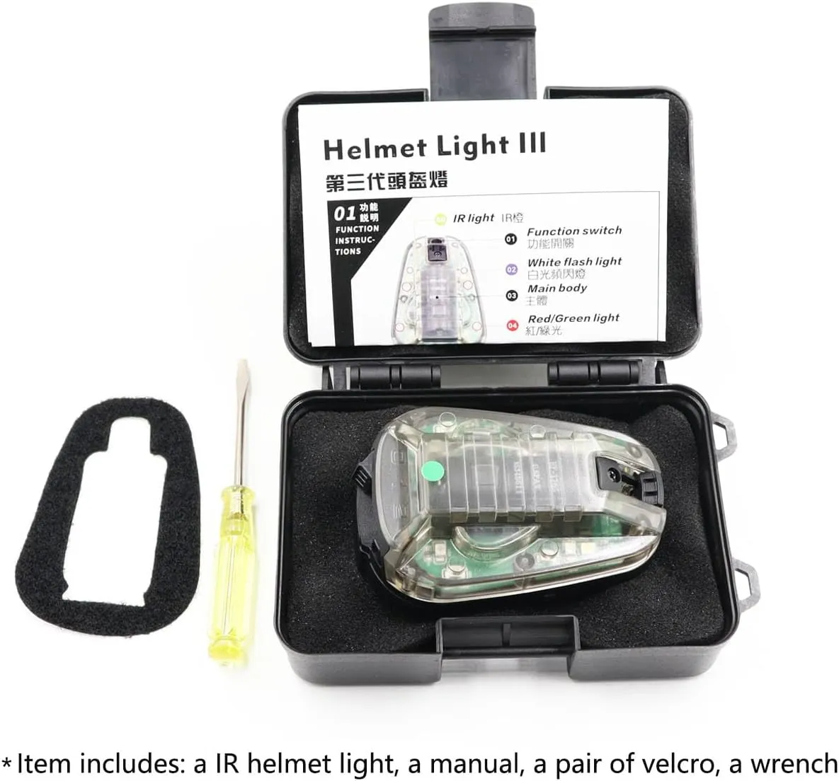 Tactical IR Strobe Helmet Light Military Identification Light with Visible LED   White Strobe Survival Signal Light (Black-Green), EX832