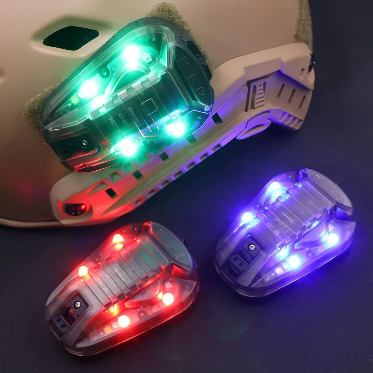 Tactical IR Strobe Helmet Light Military Identification Light with Visible LED   White Strobe Survival Signal Light (Black-Green), EX832