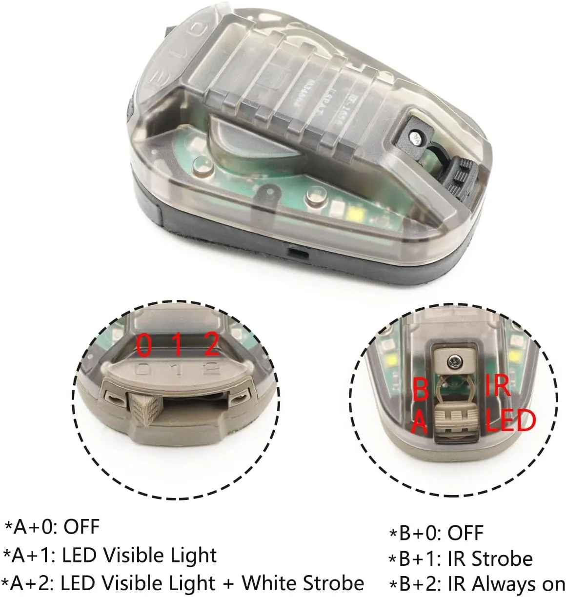 Tactical IR Strobe Helmet Light Military Identification Light with Visible LED   White Strobe Survival Signal Light (Black-Green), EX832