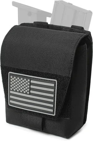 Tactical Molle Admin Pouch with Two Elastic Mag Insert - Tactical Mag Pouch with US Flag Patch,Multi-Purpose Magazine Dump GP Tool EDC Pouches Organizer Compact Multi-Purpose Waist Bag for Belt Vest