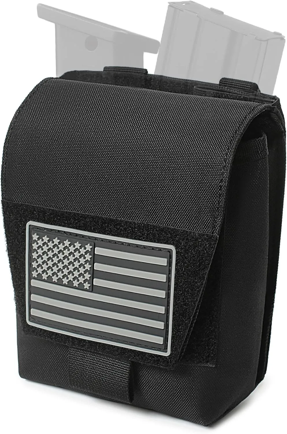 Tactical Molle Admin Pouch with Two Elastic Mag Insert - Tactical Mag Pouch with US Flag Patch,Multi-Purpose Magazine Dump GP Tool EDC Pouches Organizer Compact Multi-Purpose Waist Bag for Belt Vest
