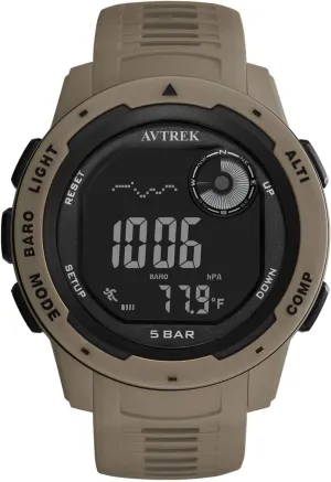 Tactical Watch with Compass,50M Waterproof Pedometer, Digital Altimeter Watch for Outdoor Hiking/Climbing(Cafe)
