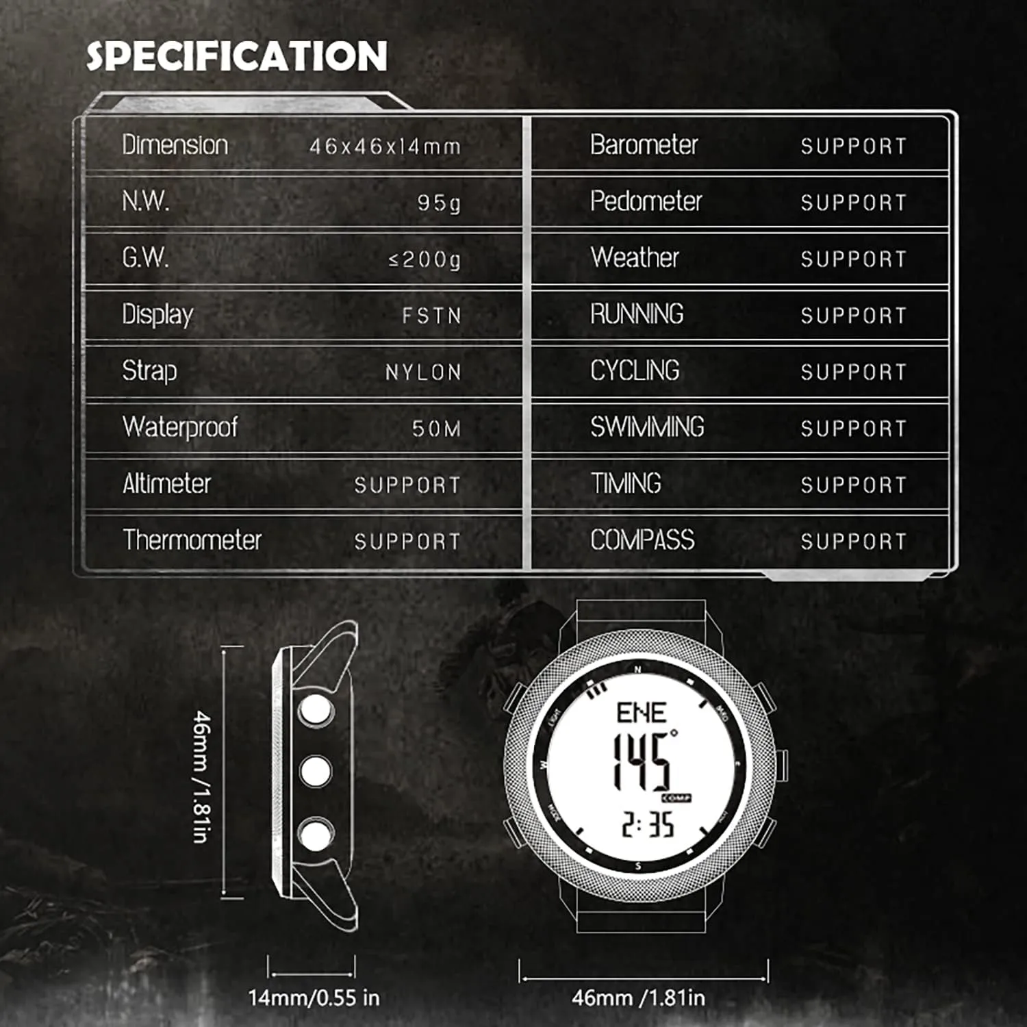 Tactical Watches for Men Digital Outdoor Survival Military Rock Solid Digital Watches with Durable Band, Steps Tracker Pedometer Calories Apache