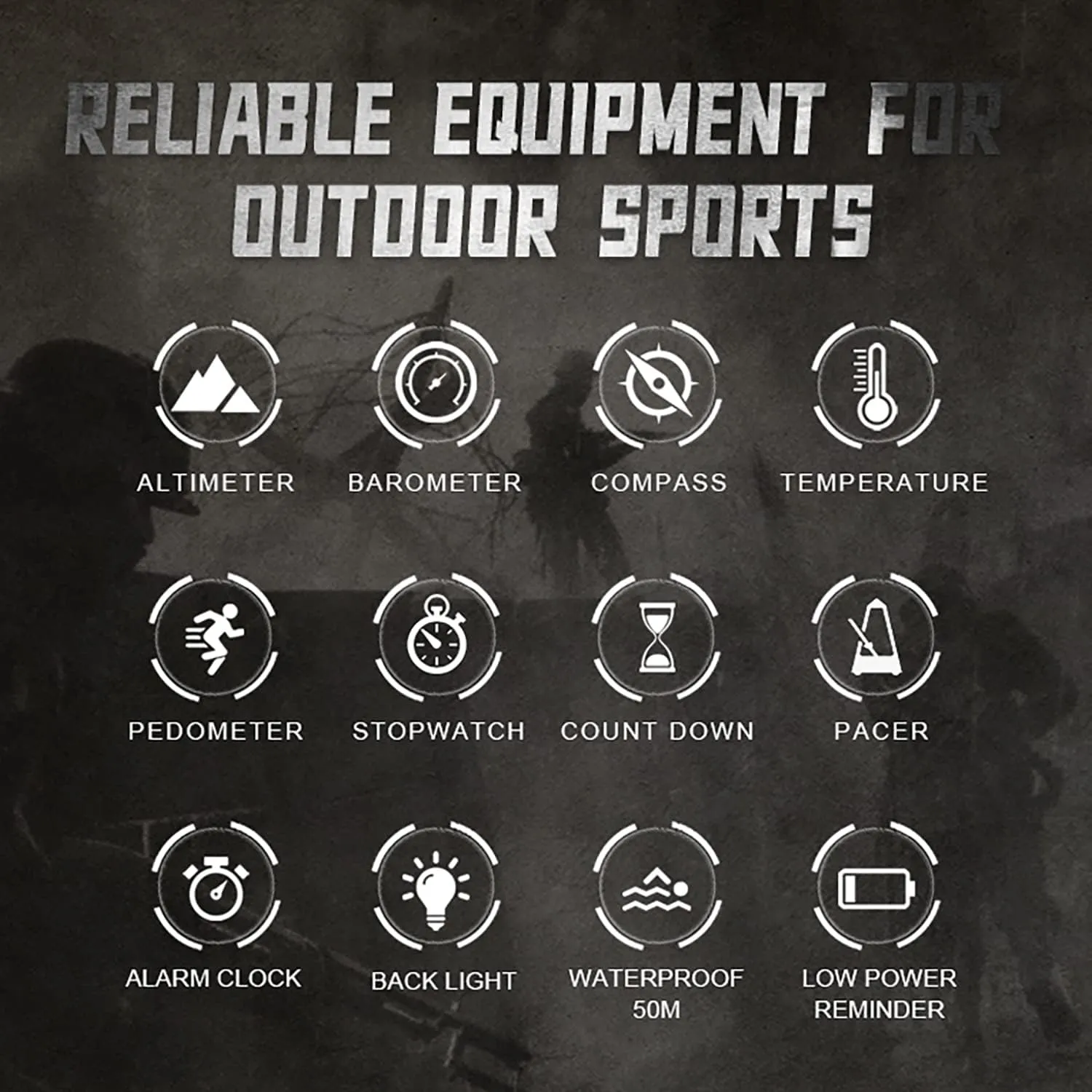 Tactical Watches for Men Digital Outdoor Survival Military Rock Solid Digital Watches with Durable Band, Steps Tracker Pedometer Calories Apache