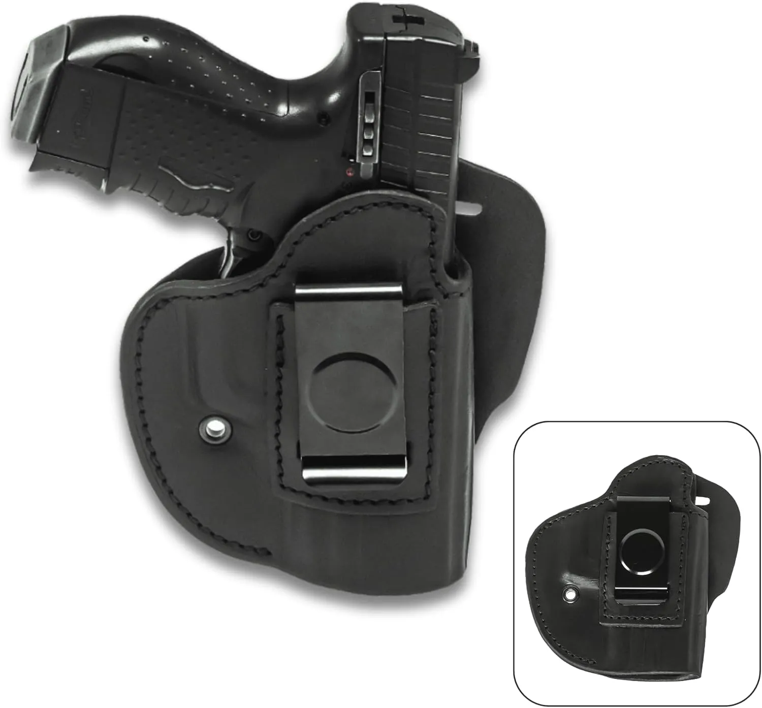 TAGUA GUNLEATHER Quick Draw 4 in 1 Right Handed Leather Gun Holster - IWB, OWB, Optic Ready - Fits Glock 17 19 43 48 | SIG P229 | S&W M&P Compact | Taurus G3 | Beretta | Fits Most Full Size Handguns