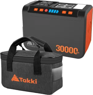 Takki 111Wh Portable Power Station with Carrying Case Bag, Camping Generator Lithium Battery with Peak 120W AC Outlet USB Ports for for Home Power Outages Outdoor Camping