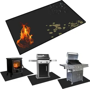 Tansheep Large Double-Sided Fireproof Mat, Under Grill Mat for Outdoor Grill, Indoor Fireplace/Fire Pit Mat, Oil-Proof Waterproof BBQ Protector for Decks and Patios (48x30 Inch)