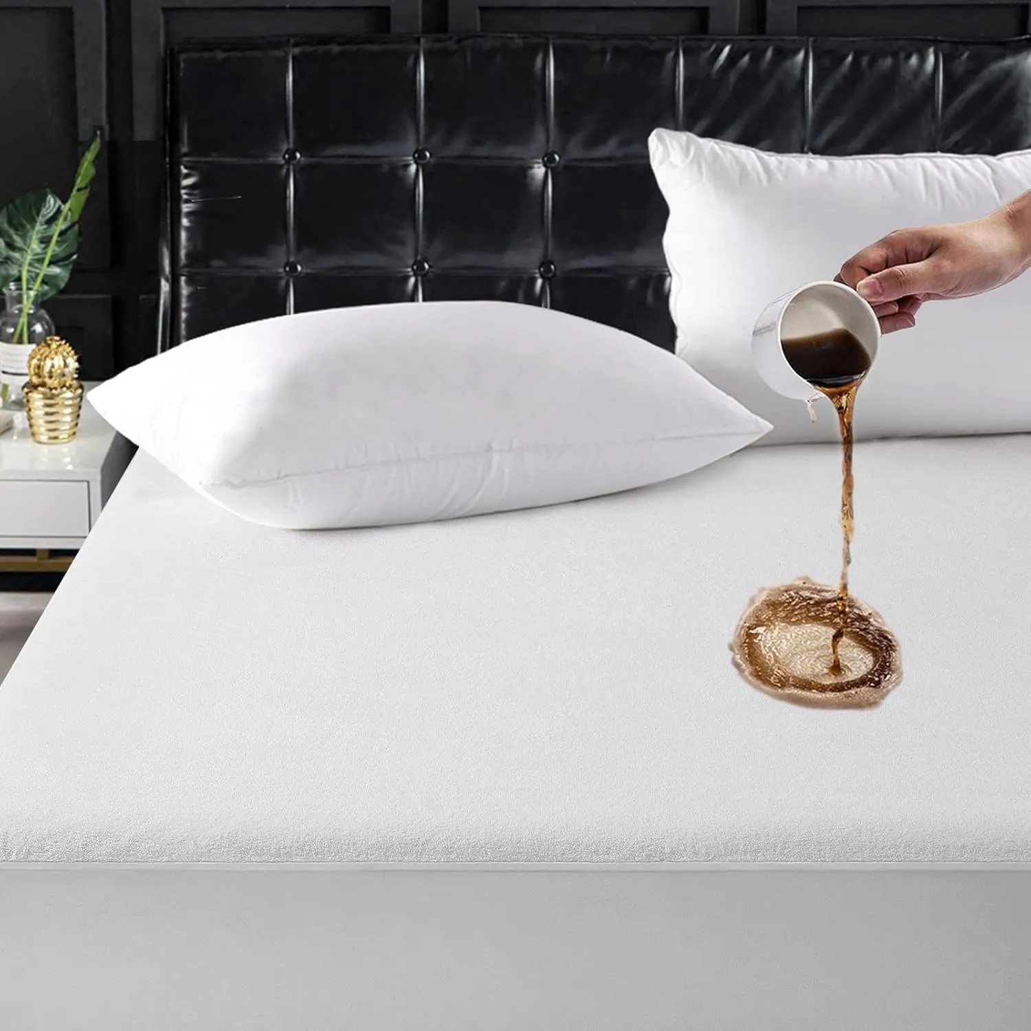 TASTELIFE Waterproof Mattress Protector Queen Size, Breathable & Noiseless Waterproof Mattress Cover Fitted Deep Pocket from 8" to 21" Mattress, Smooth Washable Queen Bed Protector (Queeen, White)