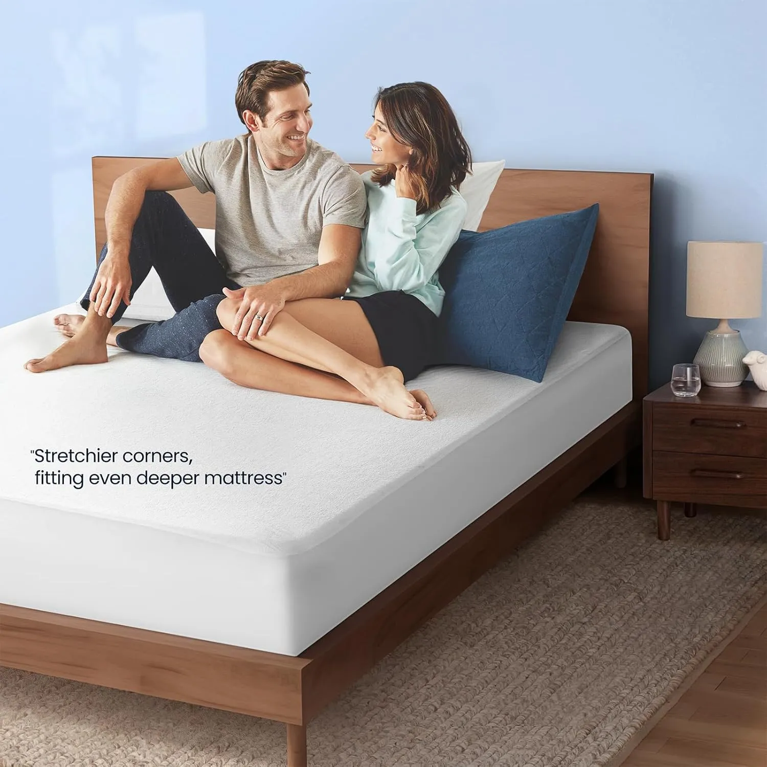 TASTELIFE Waterproof Mattress Protector Queen Size, Breathable & Noiseless Waterproof Mattress Cover Fitted Deep Pocket from 8" to 21" Mattress, Smooth Washable Queen Bed Protector (Queeen, White)