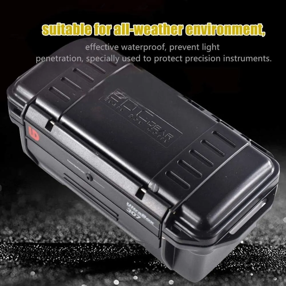Tbest Outdoor Waterproof Shockproof Airtight Survival Box Storage Container Case Carry Box Black Dry Storage Box for Fishing Camping Hiking Outdoor Activities