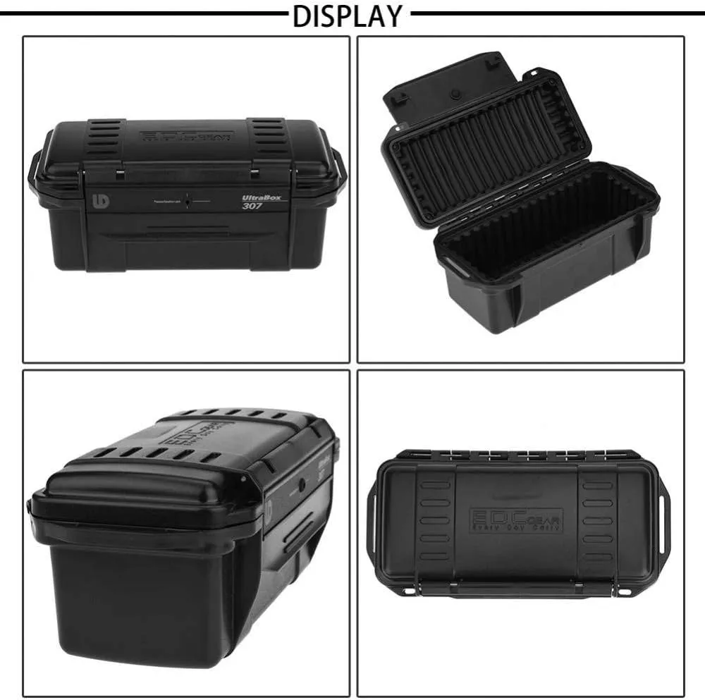 Tbest Outdoor Waterproof Shockproof Airtight Survival Box Storage Container Case Carry Box Black Dry Storage Box for Fishing Camping Hiking Outdoor Activities