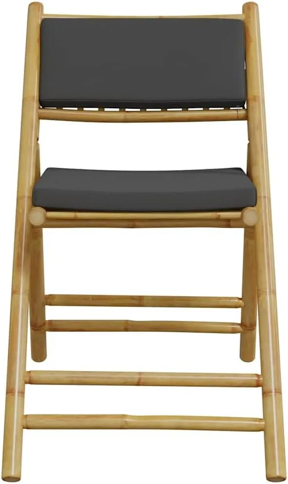 Teak Outdoor Furniture,fire Pit Chairs,Living Room Furniture,4 Piece Folding Bistro Chairs with Dark Gray Cushions BambooFor Gardens, patios, Balconies