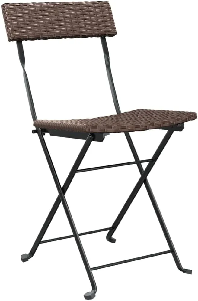 Teak Outdoor Furniture,fire Pit Chairs,Living Room Furniture,Folding Bistro Chairs 4 pcs Brown Poly Rattan and SteelFor Gardens, patios, Balconies