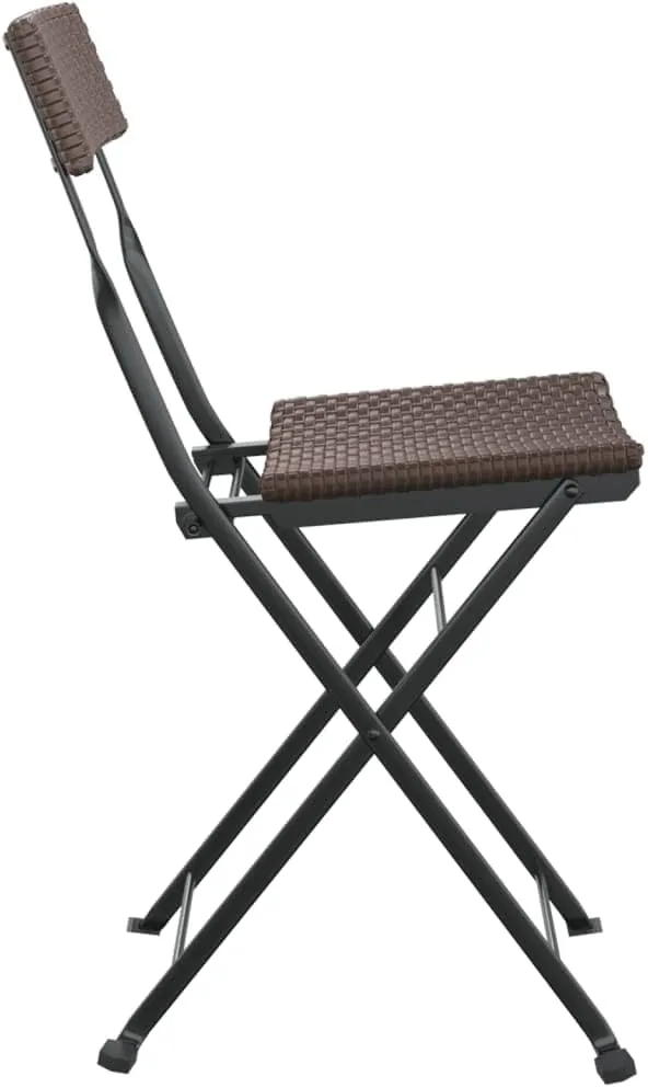Teak Outdoor Furniture,fire Pit Chairs,Living Room Furniture,Folding Bistro Chairs 4 pcs Brown Poly Rattan and SteelFor Gardens, patios, Balconies