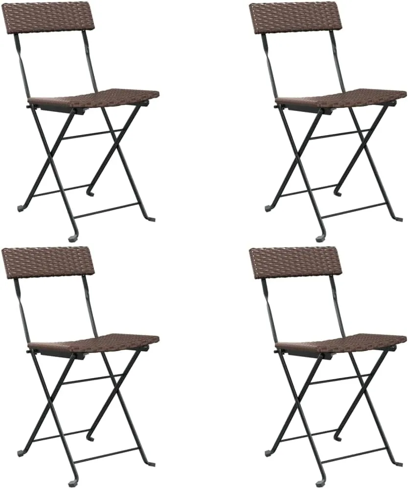 Teak Outdoor Furniture,fire Pit Chairs,Living Room Furniture,Folding Bistro Chairs 4 pcs Brown Poly Rattan and SteelFor Gardens, patios, Balconies