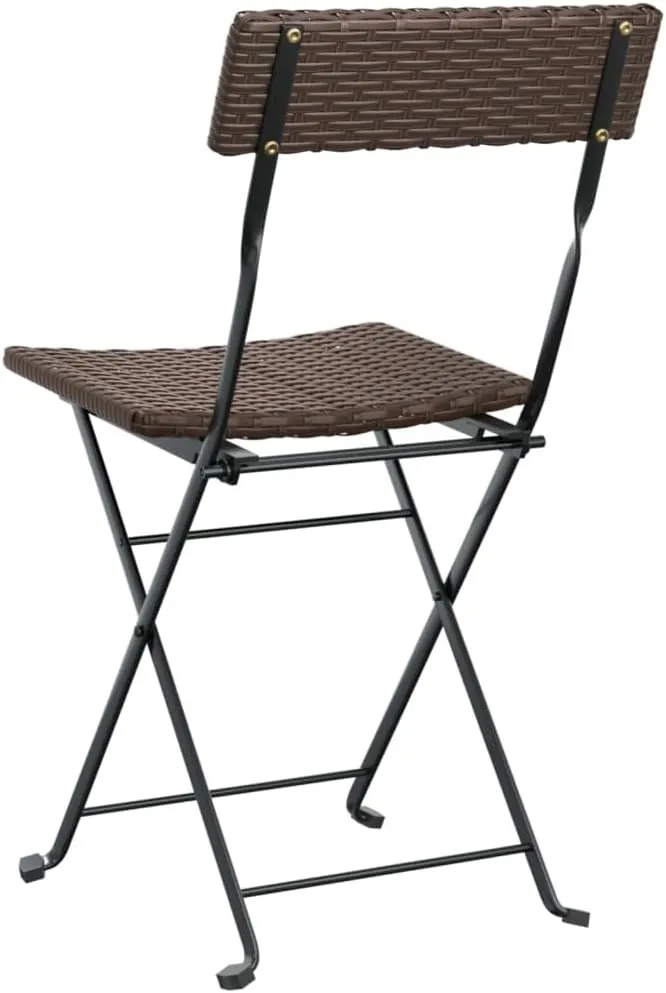 Teak Outdoor Furniture,fire Pit Chairs,Living Room Furniture,Folding Bistro Chairs 4 pcs Brown Poly Rattan and SteelFor Gardens, patios, Balconies