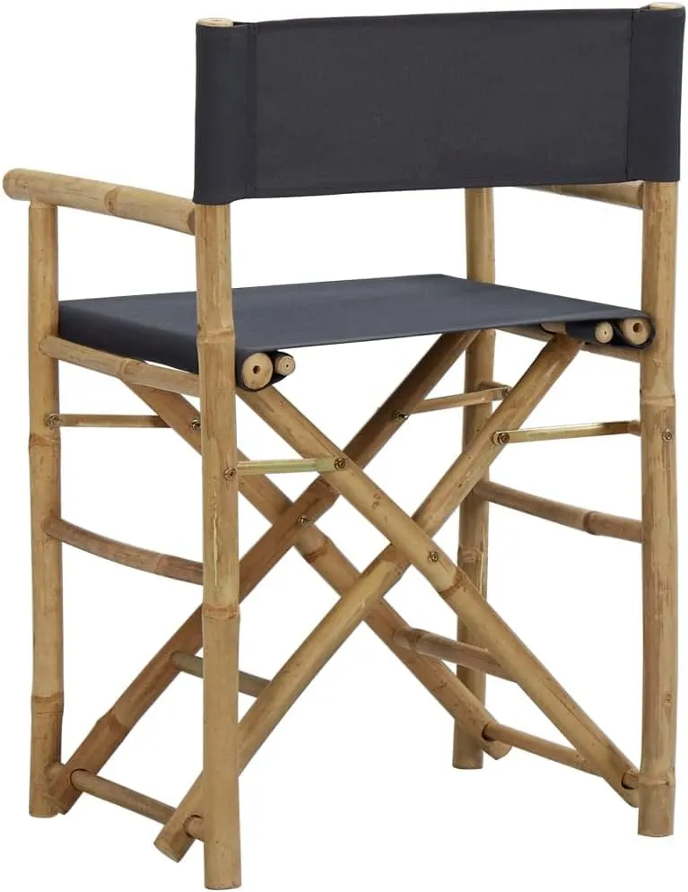 Teak Outdoor Furniture,fire Pit Chairs,Living Room Furniture,Folding Director's Chairs 2 pcs Dark Gray Bamboo and FabricFor Gardens, patios, Balconies