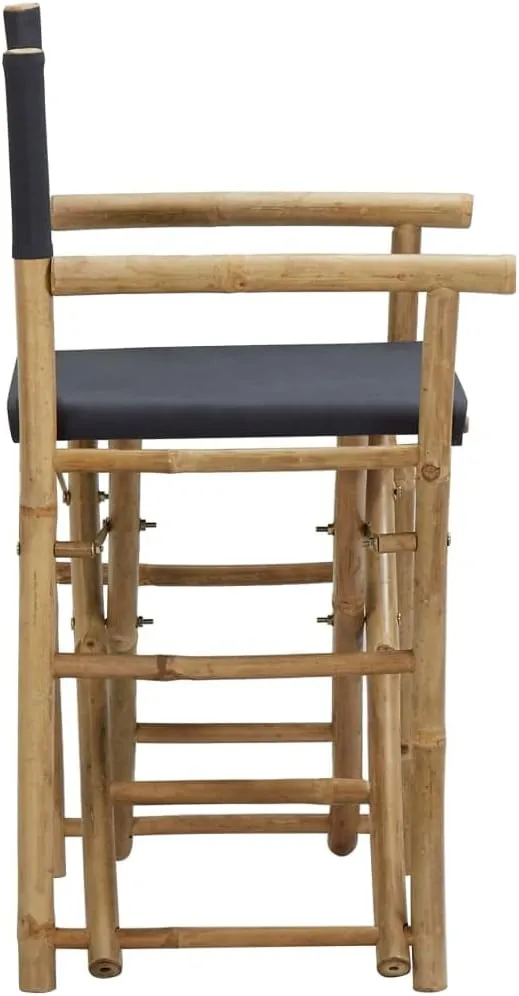 Teak Outdoor Furniture,fire Pit Chairs,Living Room Furniture,Folding Director's Chairs 2 pcs Dark Gray Bamboo and FabricFor Gardens, patios, Balconies