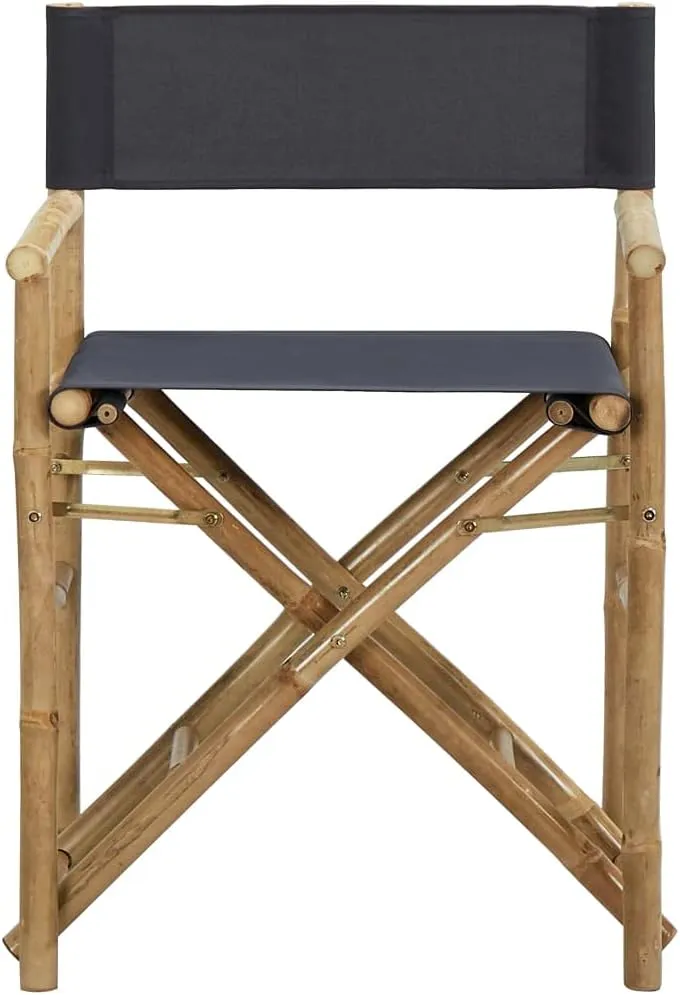 Teak Outdoor Furniture,fire Pit Chairs,Living Room Furniture,Folding Director's Chairs 2 pcs Dark Gray Bamboo and FabricFor Gardens, patios, Balconies