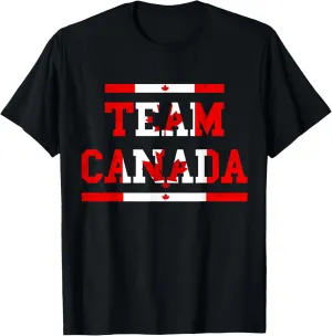 Team Canada Maple Leaf Shirt - Black, Small, Unisex-Adults, Short Sleeve, Crew Neck, Regular Fit, Modern, Canadian Flag Graphic, Team Canada Phrase, Color-Variant Fabric