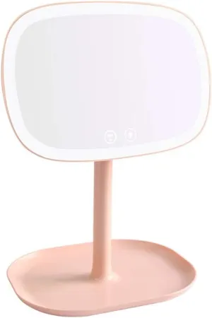 TEmkin Bright Pink LED Vanity Mirror - 10x Magnification, Portable and Adjustable Lighted Makeup Mirror for Bathroom or Bedroom Tabletop Use