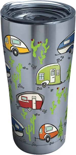 Tervis Retro Camping Triple Walled Insulated Tumbler Travel Cup Keeps Drinks Cold & Hot, 20oz Legacy, Stainless Steel